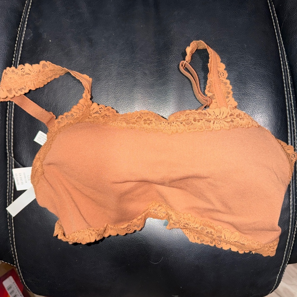 PINK Victoria's Secret Lace-Edge wired Bralette in Rusty Orange